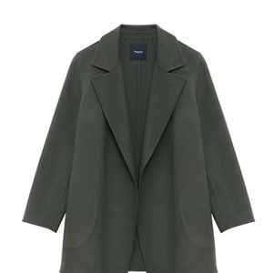 Theory Clairene New Divide Luxe Wool Cashmere Open Front Jacket Green L